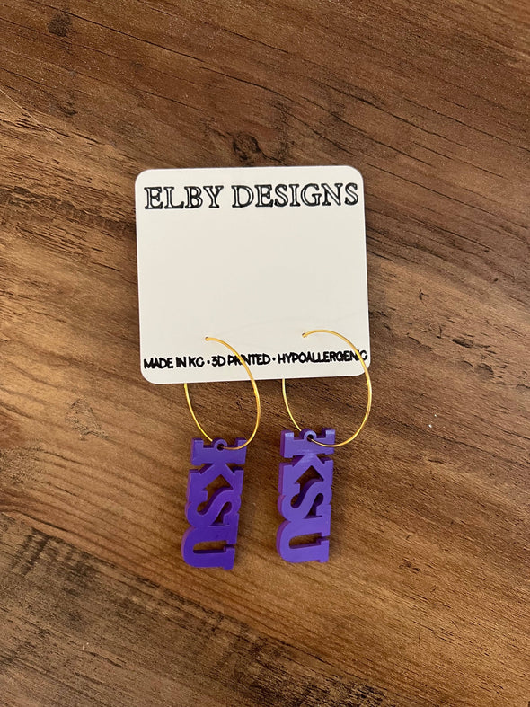 KSU Hoop Earrings, Kansas State Earrings, City Earrings