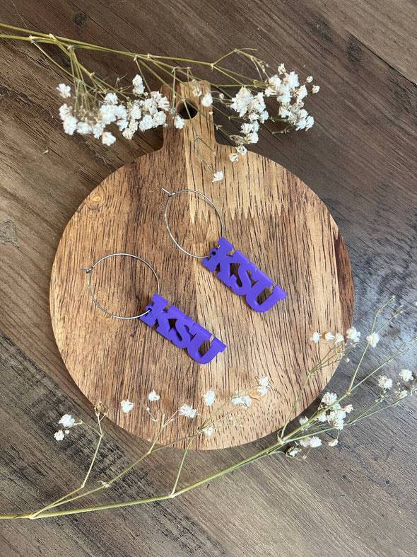 KSU Hoop Earrings, Kansas State Earrings, City Earrings