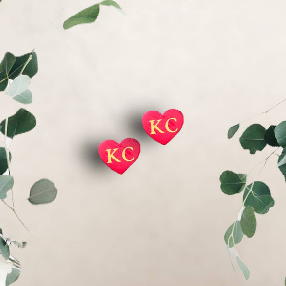 KC Heart Studs, Chiefs Earrings, Royals Earrings, Current KC