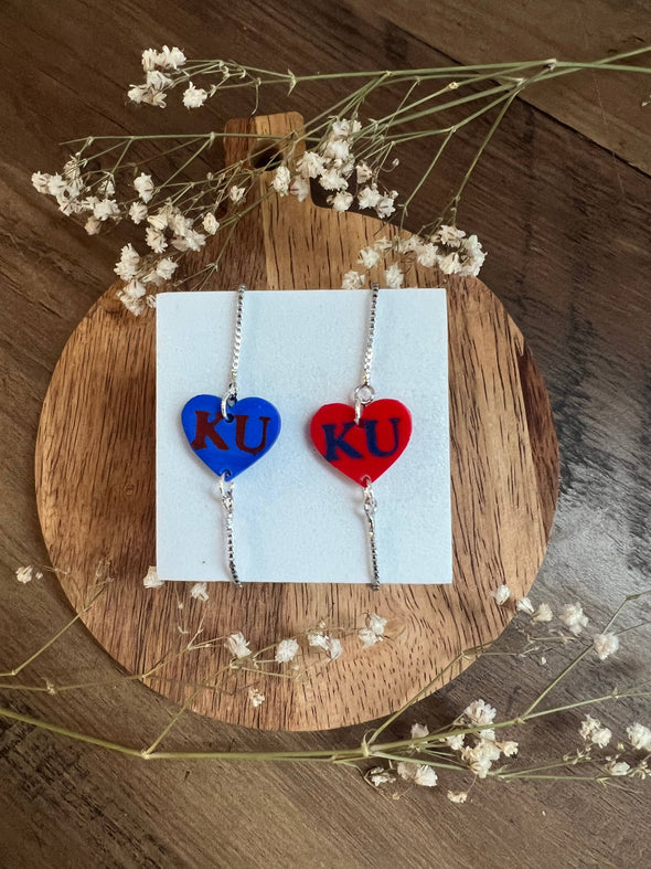 KU Heart Bracelet, Kansas University Gifts, Kansas City Gift